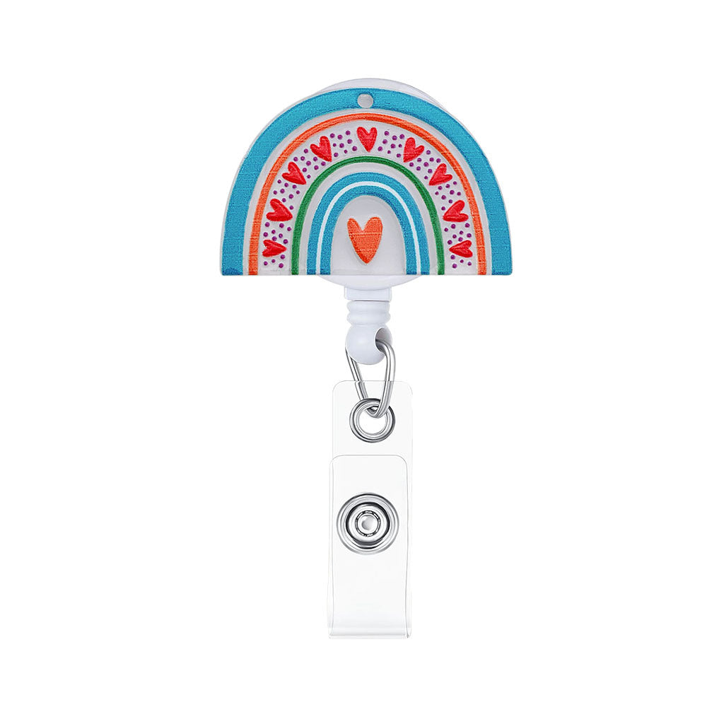 Wholesale Rainbow Acrylic Retractable Badge Reel Keychain